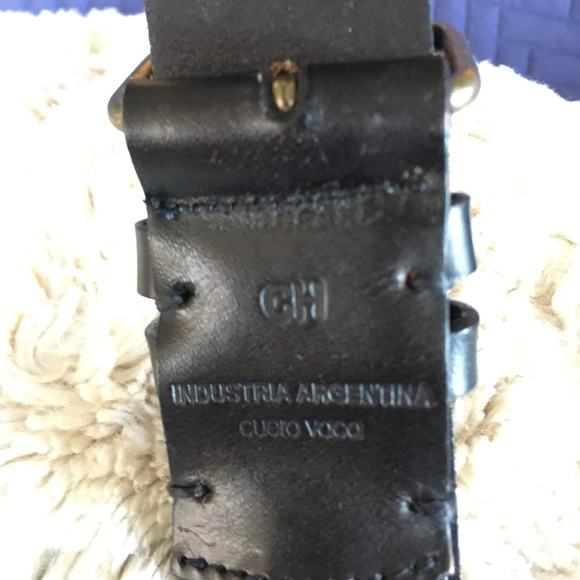 Flat-studded black leather belt
